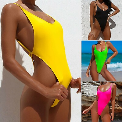 #ad Sexy Women One piece Bikini Swimsuit Push up Thong Swimwear Beach Bathing Suit $15.03