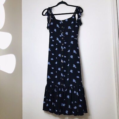 #ad #ad Forever 21 Women Dress Black Blue Floral Sleeveless Maxi Long Concert $39.00