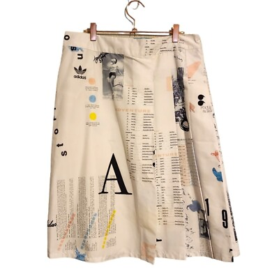 #ad ADIDAS Info Poster Pleated Skirt in white size M $39.00