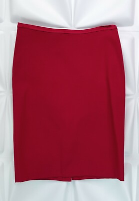 #ad Maria Bianca Nero Sz S Red Pencil Skirt Stretchy Knit Satin Lined Career Work $46.96
