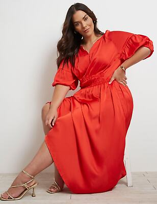 #ad Plus Size Womens Midi Dress Red Summer Casual Beach Dresses AUTOGRAPH $129.99