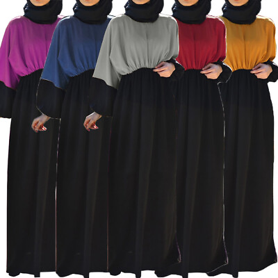 #ad #ad Muslim Kaftan Women Casual Long Sleeve Maxi Dress Dubai Abaya Caftan Ramadan Eid C $36.55