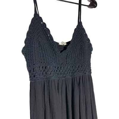 #ad blush j dress xl Black Maxi Crocheted Fits Like Small Medium $9.99