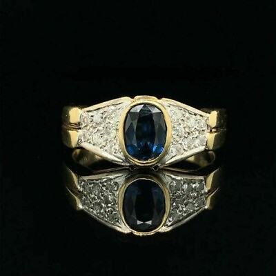 #ad 3. Ct Oval Lab Created Blue Sapphire Pretty Cocktail Ring 14K Yellow Gold Plated $155.85