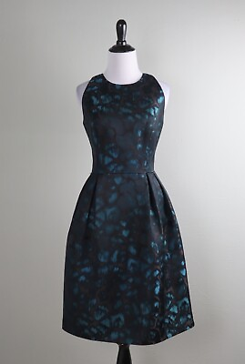 #ad #ad CARMEN MARC VALVO $348 Leopard Jacquard Sheen Lined Evening Dress Size 4 $44.99