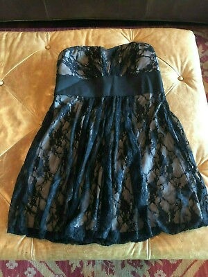 #ad Short Black Party Dress Size s with lace overlay $19.99