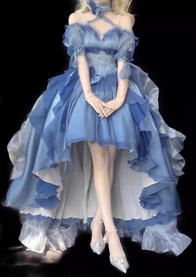 #ad 2024 NEW SUMMER Blue Flower Wedding Dress Princess Dress girl $214.94