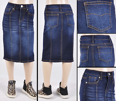 #ad New Little Girls Denim Skirt size 4 6 basic 5 pockets style #RK 77105 Dark $19.99