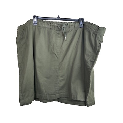 #ad Croft Barrow Utility Skirt Women Plus Size 4X Drawstring Pockets Olive NWT $24.49