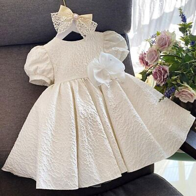 #ad Children White Princess Ball Gown Cute Short Sleeve Party Dress for Baby Girls $71.08