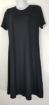 #ad SUSAN GRAVER PONTE KNIT SHORT SLEEVE BLACK SWING DRESS SMALL S 6 8 NEW $29.99