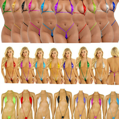 Women’s Micro Thongs Bra Mini Bikini Swimwear G string Underwear Lingerie Set $6.64
