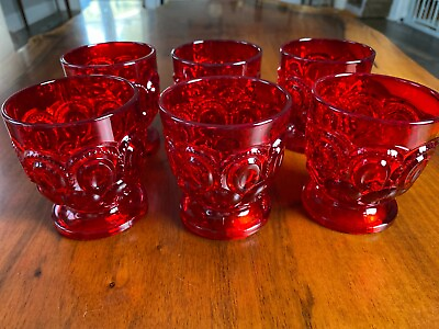 #ad Dashing Vintage LE Smith Moon Red Cocktail Glasses Set of 6 $75.00