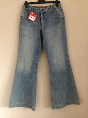#ad Ladies Jeans Blue Flare W32 Extra long Inside leg 33 Brand New Festival GBP 14.99