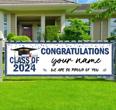 #ad 2024 Graduation Party Decorations Blue Personalized Class of 2024 Graduation Ban $21.99