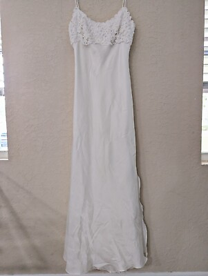 Niki Livas Wedding Bridal White Maxi Floral Embroidered Dress Vintage $75.00