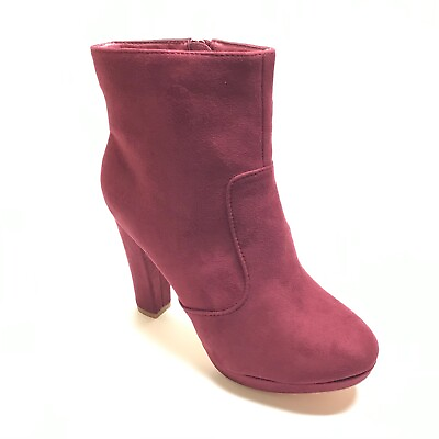 #ad Women Faux Suede Chunky High Heel Ankle Bootie $44.00