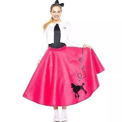 50#x27;s Sockhop Poodle Skirt 4 Piece Halloween Costume Women#x27;s Size M 8 10 NEW $14.99