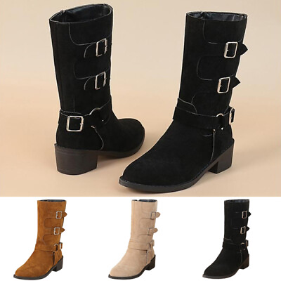 #ad Womens Boots Pointed Toe Mid Calf Boot Non slip Side Zip Women Fashion Booties $58.57