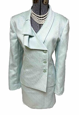 #ad LE SUIT Skirt Suit Size 16 NEW Two Piece Set 36X19.5 Tiffany Green Executive $74.99