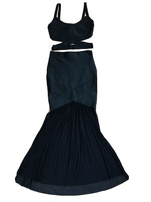 #ad 2 Pc WINDSOR Women Black Dress Size L Regular Open Back amp; Waist Strap Sexy. $90.00