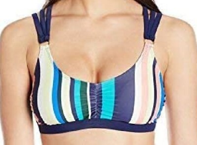 #ad #ad Coastal Blue AMZ90 Women#x27;s Swimwear Strappy Adjustable Bikini Top Stripe XS $1.99