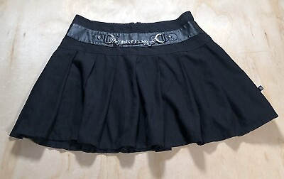 #ad Royal Bones Skirt Womens Large Daang Goodman Black Pleated Mini Chain Punk Goth $20.00