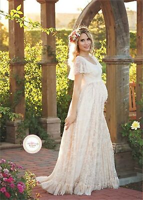 #ad Women Maternity Pregnant Ruffles Lace Maxi Dress Photography Props Long Gown $31.01