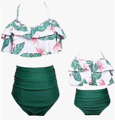 #ad Women#x27;s Retro Boho Flounce Falbala High Waist Bikini Set Chic Swimsuit Large $12.96