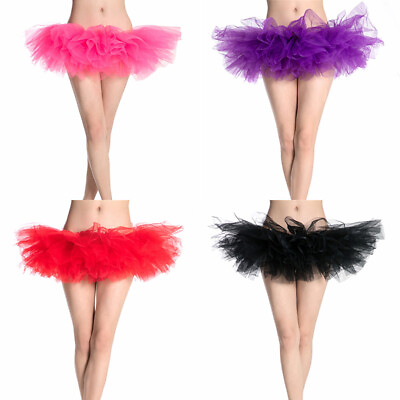 #ad #ad 5 Layered Tulle Ballet Skirt Fluffy Skirt Tutu Skirt Women#x27;s Ultra Elastic $13.50