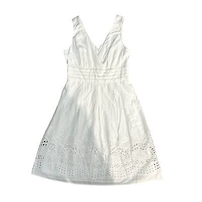#ad Dress Barn White Sleeveless Crochet Dress Womens Size 4 Petite NWT $14.99