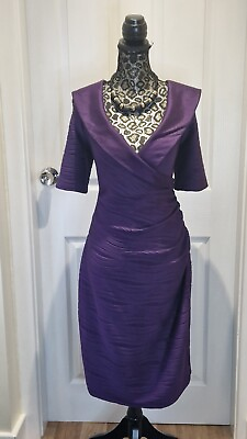 #ad Joseph Ribkoff Purple Fitted Stretchy Midi Party Evening Occasions Dress Size 18 GBP 25.00