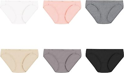 #ad Hanes Women#x27;s Bikini Panties Pack Soft Cotton Underwear 6 Pack Retired Color $26.77