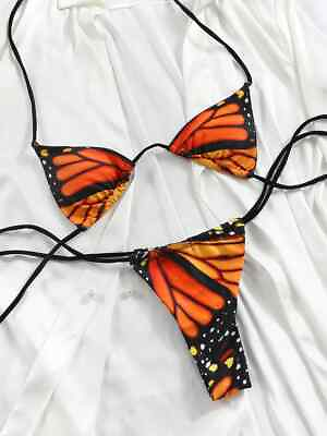 #ad Sexy Swimwear Women Butterfly Bikinis Print Swimsuit Triagle Beachwear Bandage B $39.02
