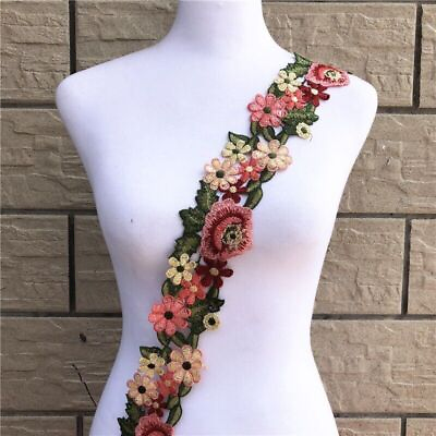 #ad 1 10 Yards Flower Embroidered Trim Lace Ribbon Sewing Fringe Edge Craft DIY $4.99