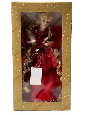#ad #ad Dillards Trimmings Christmas Angel 10quot; Tall Collectors Doll. Red amp; Gold. VTG NIB $15.59