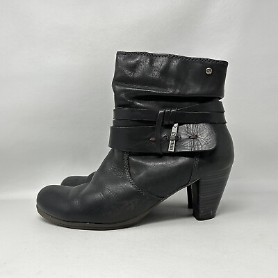 #ad Pikolinos Verona Black Ankle Boots Womens Size 39 Zip Up Heel Teel Western Boho $31.03