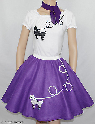 #ad 3 PC Purple 50#x27;s Poodle Skirt outfits Girl Sizes 78910 W 20quot; 25quot; Length 20quot; $40.95