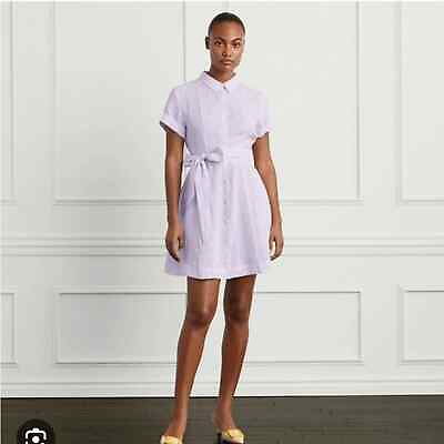 #ad #ad NWT Hill House Womens Lilac Stripe Linen The Laura Mini Shirt Dress Size XL $99.00