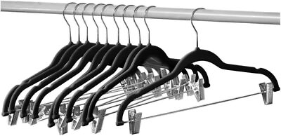 #ad Home it 10 Pack Skirt Hangers with Clips Black Velvet Hangers Use for Skirt $24.19