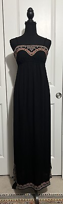 #ad Theme Brand Embroidered Black Maxi Dress Size Small $20.00