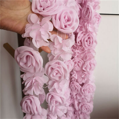 50cm 3D Rose Flower Chiffon Lace Trim Ribbon Sewing Fabric Clothes DIY Dress Hem C $6.89