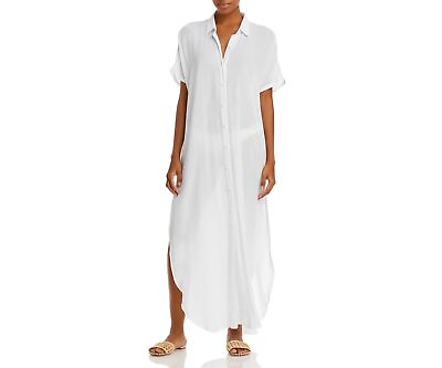 #ad Aqua Button Front Maxi Swim Cover Up Swimwear White Size M $56.00