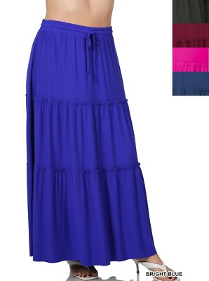 #ad Women#x27;s Plus Size Tiered Maxi Skirt 1X 2X 3X $17.98