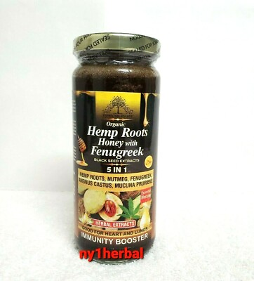 #ad ORGANIC HEMP ROOTS HONEY WITH FENUGREEK BLACK SEED By Essential Palace 5 IN 1 $32.95