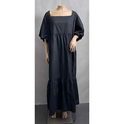 #ad Old Navy Dress Women XXL Tall Black Maxi Puff Sleeve Tiered Cottage Peasant $27.50