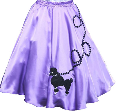 Lavender SATIN 50s Poodle Skirt Adult Size MEDIUM Waist 30quot; 37quot; Length 25quot; $31.95
