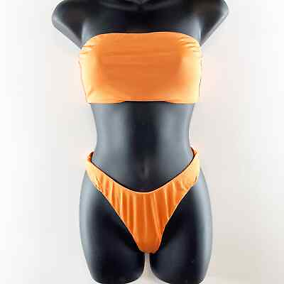 #ad Naked Wardrobe Strapless Tube Bandeau High Cut Cheeky Bikini Orange Medium $34.00