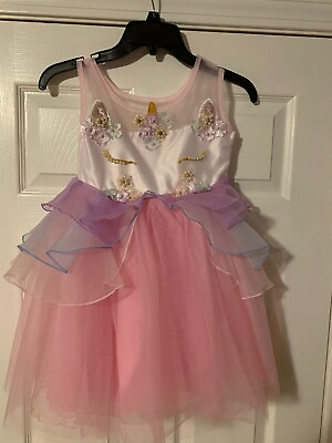 #ad Childrens Girls Unicorn Party Dress Never Worn Size 5 6 Easter $34.99
