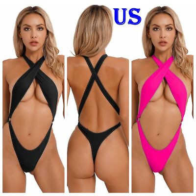 #ad US Woman#x27;s Cutout Criss Criss One piece Monokini Bikini Swimsuits Bathing Suit $12.12